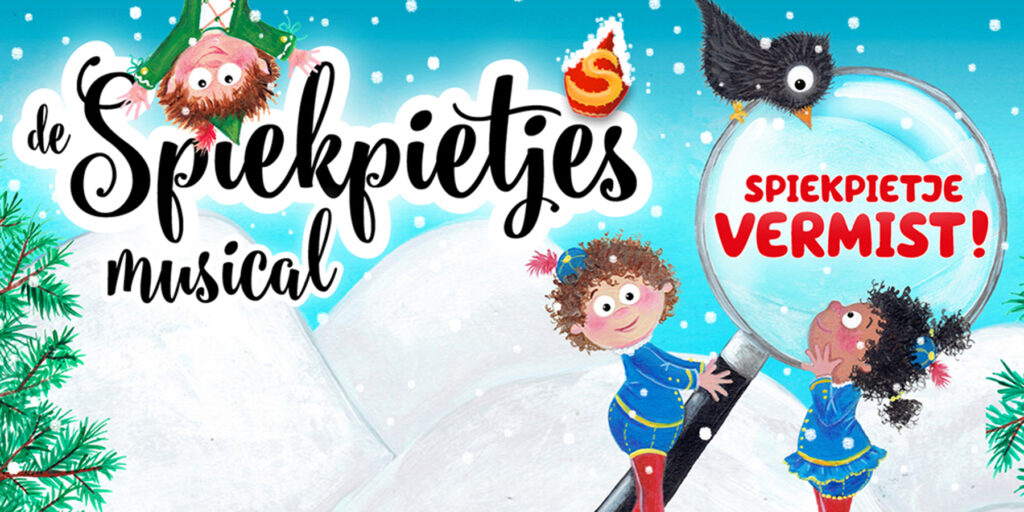 Spiekpietjes in de sneeuw voor poster van de Spiekpietjes Musical